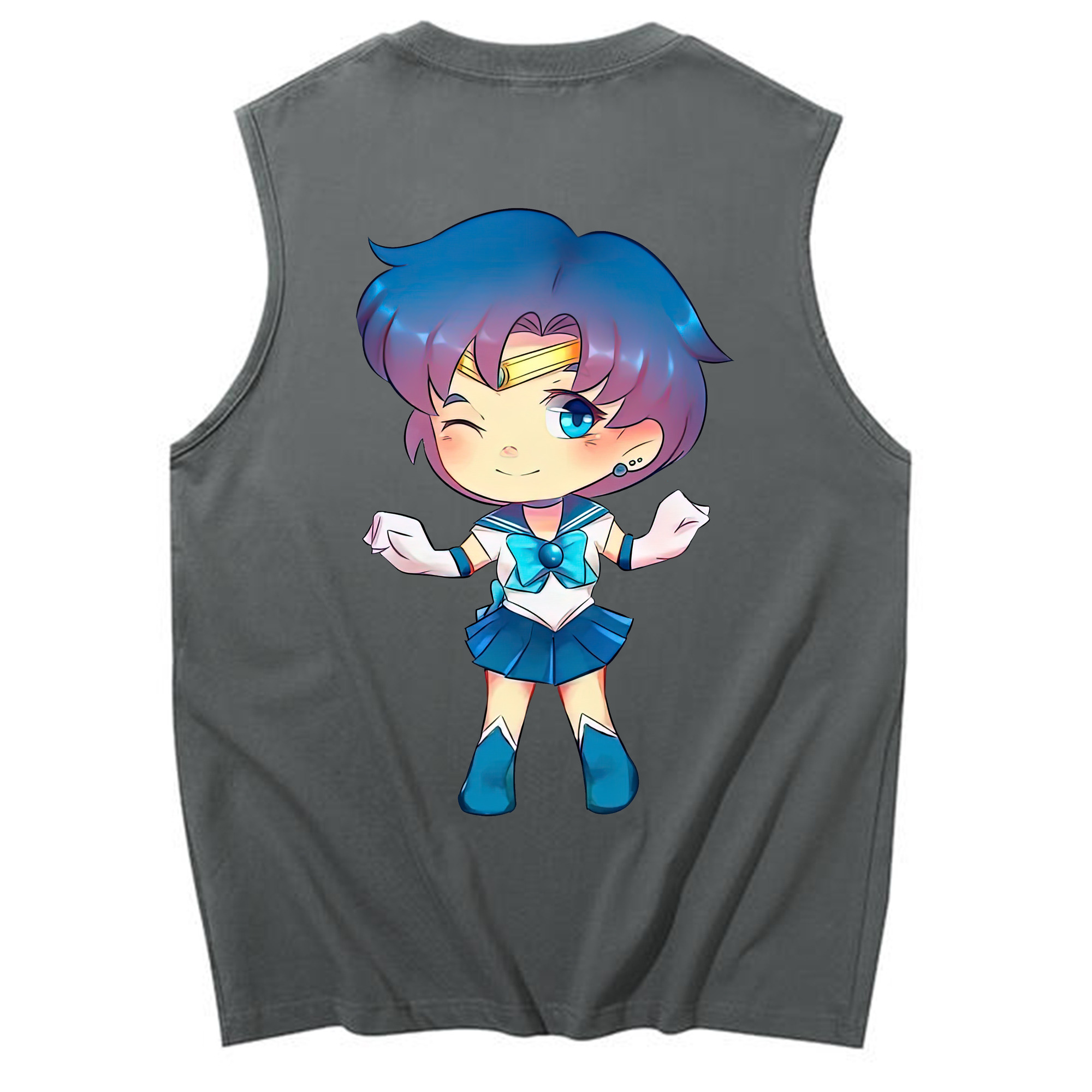 （画像用） 美少女戦士セーラームーン 水野 亜美 みずの あみ Sailor Moon Mizuno Ami コットン100％タンクトップ（背面プリント）